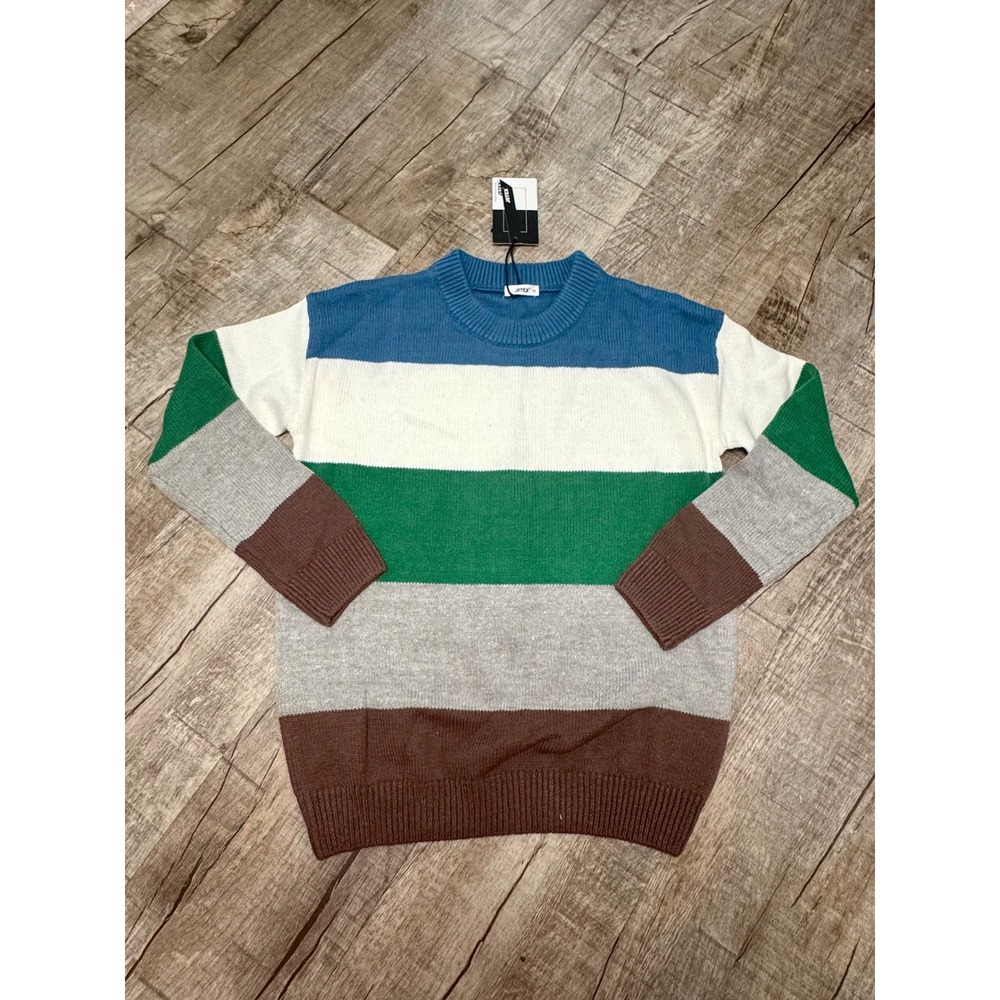 Kids Multi-Color Striped Crewneck Sweater Size 10‎ Cotton Blend Knit Top